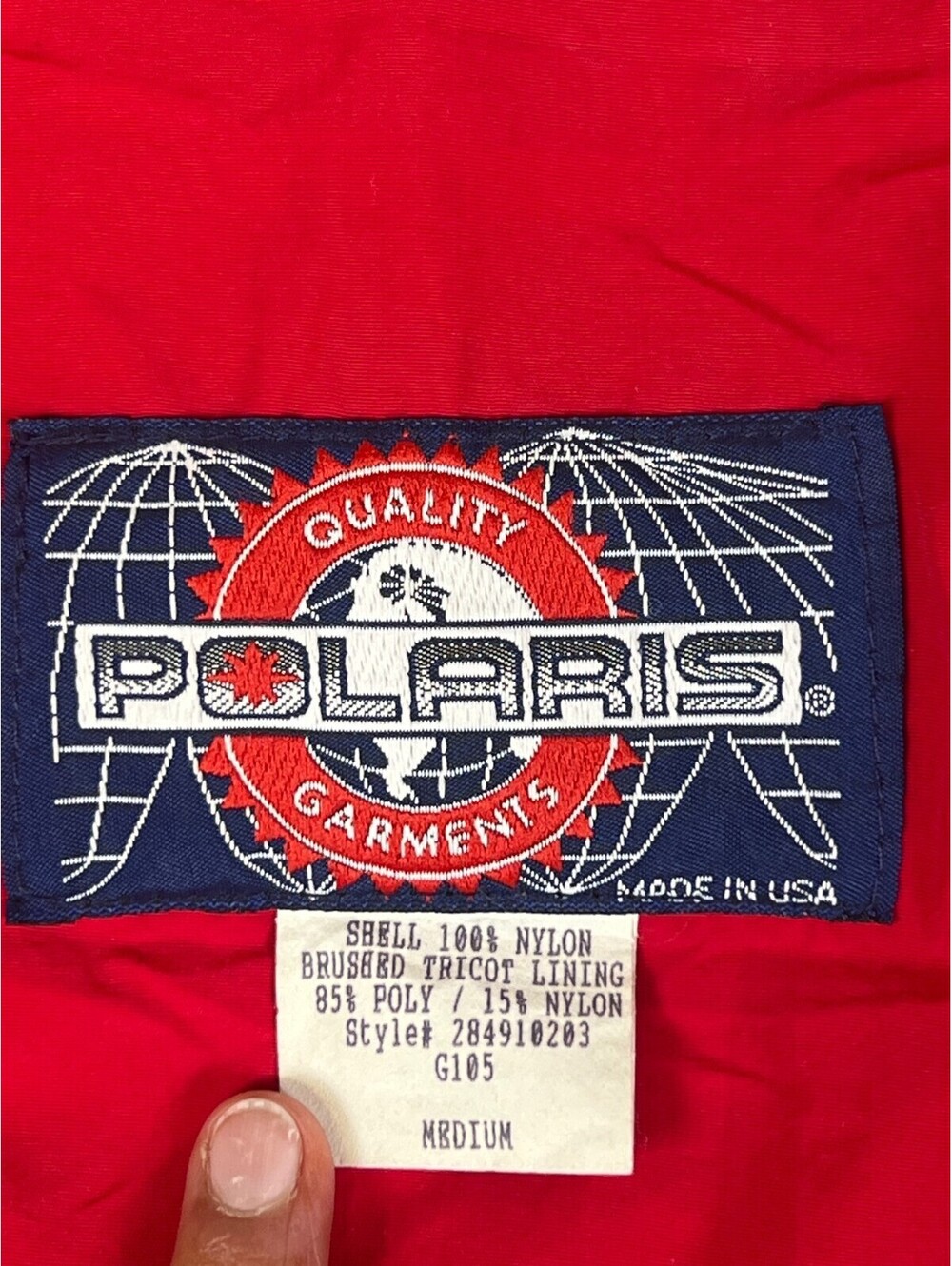 VTG 90s Polaris Garments Racing Jacket Checkered Colorblock Windbreaker Men M - Picture 3 of 8